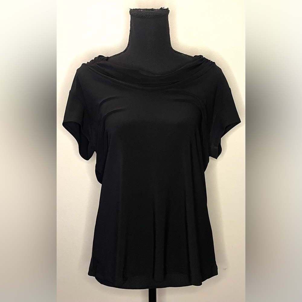Christine Gerard- Black y2k Short-sleeve boat neckline blouse‎ Size L